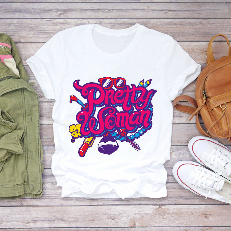 T-Shirts Top Fingernail Graphic Nail-Art Female Ladies Lady Summer Tee Make-Up-90s